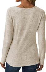 Women Long Sleeve Tunic Tops for Leggings V Neck Button Loose T Shirts 2025 Fall Dressy Casual Blouse Sweatshirt Sweater - Image 4