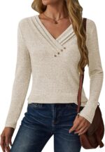 Women Long Sleeve Tunic Tops for Leggings V Neck Button Loose T Shirts 2025 Fall Dressy Casual Blouse Sweatshirt Sweater - Image 6