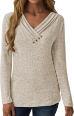 Women Long Sleeve Tunic Tops for Leggings V Neck Button Loose T Shirts 2025 Fall Dressy Casual Blouse Sweatshirt Sweater - Image 7