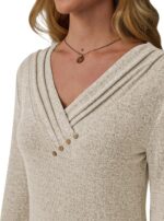 Women Long Sleeve Tunic Tops for Leggings V Neck Button Loose T Shirts 2025 Fall Dressy Casual Blouse Sweatshirt Sweater - Image 9