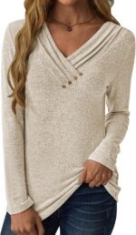 Women Long Sleeve Tunic Tops for Leggings V Neck Button Loose T Shirts 2025 Fall Dressy Casual Blouse Sweatshirt Sweater - Image 10