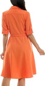 Sharagano Womens Button Front Pleated Shirt Casual Dress - Image 4