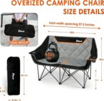 EMERIT Oversized Camping Chair with 650LB Capacity - Heavy Duty Folding Loveseat Camping Couch with Deep Seat & Rip-Resistant Fabric, Padded Comfort, Cup Holders for Outdoor, Lawn & Sports. - Image 4