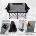 EMERIT Oversized Camping Chair with 650LB Capacity - Heavy Duty Folding Loveseat Camping Couch with Deep Seat & Rip-Resistant Fabric, Padded Comfort, Cup Holders for Outdoor, Lawn & Sports. - Image 6