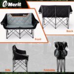 EMERIT Oversized Camping Chair with 650LB Capacity - Heavy Duty Folding Loveseat Camping Couch with Deep Seat & Rip-Resistant Fabric, Padded Comfort, Cup Holders for Outdoor, Lawn & Sports. - Image 8