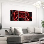 Feelyou Gamer Canvas Art - 3 Piece Red & Black Ombre Wall Decor - 12"x16" Gaming Room Decorations - Image 4