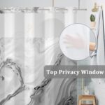 Baocicco Gray No Hook Shower Curtain with Snap in Liner Abstract Grain Modern Fluid Art Double Layers Waterproof Fabric with See Through Top Window Open Grommet Bath Curtain 71x74 Inch - Image 3