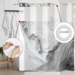 Baocicco Gray No Hook Shower Curtain with Snap in Liner Abstract Grain Modern Fluid Art Double Layers Waterproof Fabric with See Through Top Window Open Grommet Bath Curtain 71x74 Inch - Image 7