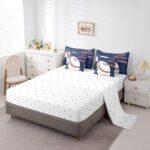 Erosebridal 7 Piece Baseball Queen Comforter Set for Boys Kids,Navy Blue White Baseball Bed in a Bag Sports Boys Room Decor,Ball Games Bedding Set with Fitted Sheet,Flat Sheet,Pillowcases & Shams - Image 4
