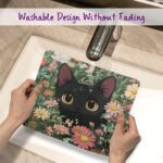 Black Cat Among Flowers Mouse Pad Square Mouse Mat Non-Slip Rubber Base Mousepad with Stitched Edge, Portable MousePads for Desk Computers Laptop Office, 9.5x8 Inches - Image 6