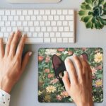 Black Cat Among Flowers Mouse Pad Square Mouse Mat Non-Slip Rubber Base Mousepad with Stitched Edge, Portable MousePads for Desk Computers Laptop Office, 9.5x8 Inches - Image 7