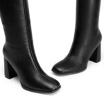 DREAM PAIRS Knee High Boots for Women Square Toe Gogo Chunky Heel Tall Boot Fashion Side Zipper Long Boot - Image 6