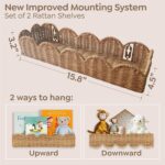 Nursery Book Shelves Set of 2 - Artisanal Natural Rattan Scalloped Book Shelf for Kids Rooms 15.8" W, Cute Wicker Nursery Bookshelf Wall Mounted, Handwoven Floating Kids Bookshelf, Baby Boho Decor - Image 4