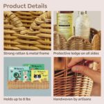 Nursery Book Shelves Set of 2 - Artisanal Natural Rattan Scalloped Book Shelf for Kids Rooms 15.8" W, Cute Wicker Nursery Bookshelf Wall Mounted, Handwoven Floating Kids Bookshelf, Baby Boho Decor - Image 6