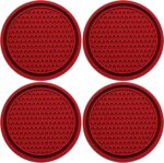 4PCS Car Cup Holder Coaster, Universal Auto Non-Slip Cup Holder Coaster, 2.75In Universal Non-Slip Recessed Car Interior Accessories (Red) - Image 2