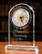 60th Wedding Anniversary Crystal Quartz Clock,60 Years of Marriage Gift,Happy Diamond Anniversary Decoration Gift,for Parents,Grandparents,Couple - Image 2