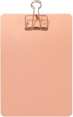A5 Rose Gold Clipboard, Metal Menu Clip Board with Binder Clip, Folder Plate Writing Splint Paperboard Drawing Board Office Stationeries Supplies (Rose Gold) - Image 2