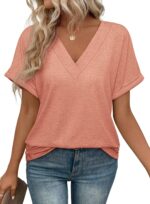 ATHMILE V Neck T Shirts for Women Summer Tops Soft Casual Short Sleeve Cute Basic Trendy Outfits 2025 - Image 2