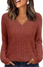 AUTOMET Long Sleeve Shirts Womens Tops Fall Fashion Business Casual Outfits 2025 V Neck T Shirts Sweaters Trendy Blouse - Image 2