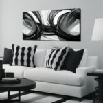Abstract Canvas Wall Art for Office Black White and Gray Wall Decor Minimalist Print Living Room Bathroom Apartment Decoration Ready to Hang 20 x 40 Inch - Image 2