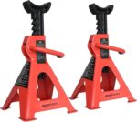 Amazon Basics Steel Jack Auto Stands with 6,000 lb or 3 Ton (2.7 metric Ton) Capacity, 1 Pair, Black and Red - Image 2