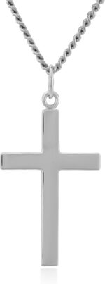 Amazon Essentials Men's Sterling Silver Solid Polished Cross Pendant Necklace with Lord's Prayer Inscription and Stainless Steel Chain, 24" - Image 2