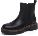 Athlefit Women's Chelsea Boots Platform Chunky Heel Slip On Elastic Lug Sole Ankle Booties - Image 2