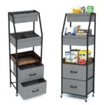 Baby Diaper Caddy Organizer and Storage - 5 Tier Rolling Cart with Dividers and Drawers, Mobile Utility Cart with Wheels for Nursery, Bedroom, Changing Table & Crib - Image 2