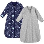 Baby Sleep Sack 12-18 Months 100% Cotton Long Sleeve Wearable Blanket Baby Sleep Bag with 2-Way Zipper 2 Pack 0.5 Tog Sleeping Sack for Newborn Infant Blue Grey Planet - Image 2