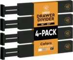 Bambüsi 4 Pack Drawer Dividers - 2.6" High, 16-22" Adjustable Drawer Bamboo Organizers for Clothes, Expandable Dresser Separators in Bedroom/Bathroom/Kitchen/Office Organization and Storage (Black) - Image 2