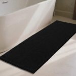 Bathroom Rugs 70x24,Super Absorbent Soft,Thick,Machine Washable Chenille Bath Mat,Non Slip Toilet Floor Rug,Bath Mats for Bathroom Floor, Home Decor Accessories,Black - Image 2