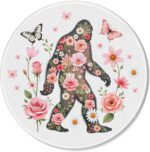 Bigfoot with Floral Round Mousepad, Bigfoot Flowers Gifts Mouse Pads for Desk Home Office Computers Laptop Accessories, Funny Flowers Butterflies Gifts Office Decor for Women, 7.9x7.9 Inch - Image 2