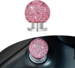 Bling Car Engine Start Button Cover, Sparkly Rhinestone Round Ball Push Start Button Sticker, Crystal Key Ignition Knob Decal, Sparkling Car Interior Accessories for Women (Pink) - Image 2