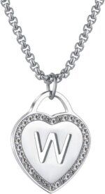 CALIS Women's Silver Initial Necklace Stainless Steel Love Heart Tiny Letter Necklace Personalized Name Jewelry for Girlfriend Gift 26 Alphabet Letters - Image 2