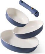 CAROTE 4pcs Non Stick Frying Pans, 8"+10"+12” Frying Pan Egg Pan Omelet Pans with Detachable Handle, Nonstick Cookware, PFOA Free, Induction Compatible & Oven Safe, Dishwasher Safe, Blue - Image 2