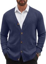 COOFANDY Men's Cardigan Sweater Long Sleeve Casual V Neck Button Down Knitted Sweater with Pockets - Image 2