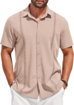 COOFANDY Mens Short Sleeve Cuban Guayabera Shirt Casual Summer Beach Button Down Shirts - Image 2