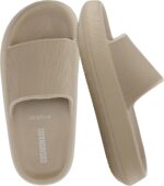 CUSHIONAIRE Feather EVA Slides for Women – Comfortable Slip On Womens Slippers, Indoor Outdoor Shower Shoes, Beach Essential Cloud Slides - Image 2