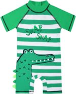 Cadocado Baby Boy Rashguard Swimsuit Zip Up One Piece Boys' Swimwear Short Sleeves Kid Bathing Suits Sun Protection Swim Suit - Image 2