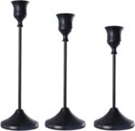 Candle Holders Set of 3, Gold Metal Candlestick Holders for Taper Candles, Candle Stands, Dining Table Decoration (Black) - Image 2