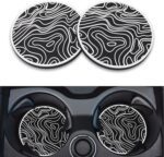 Car Cup Holder Coaster, Silicone Cup Holder Insert, Universal Non-Slip Cup Holders, Car Accessories Interior for Women and Man Interior Sets 2 Pack（Topographic） - Image 2