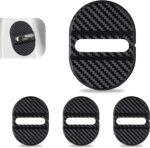 Car Door Latches Cover, Carbon Fiber Silicone Car Door Latch Covers, Automotive Door Lock Protection Decoration Accessories, Universal for Most Cars (Black) - Image 2