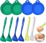 Cat Food Can Covers Lids, Can Lids For Dog Food, Pet Food Can Covers 10Pcs - Universal Most Standard Size Silicone Lid Saver Toppers with Spoon Spatula for Pet Wet & Canned Food Storage (Blue SET) - Image 2