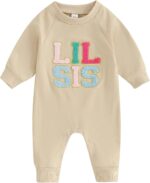 Chloefairy Little Sister Newborn Outfit Baby Girl Jumpsuit Lil Sis Romper Long Sleeve Playsuit One Piece Fall Outfit - Image 2