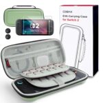 CoBak Large Capacity Carrying Case for Nintendo Switch 2 (2025) - 3 in 1 Accessories Bundle with 2 Screen Protectors, Thumb Grip Caps, 24 Game Cartridges, Hard Shell Portable Travel Pouch, Matcha - Image 2