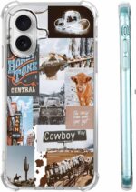 Cowboy Cowgirl Case Case for iPhone 16,Retro Western Country Life Art Collage Case for Boys Grils,Trendy Soft TPU Protective Case for iPhone 16 - Image 2