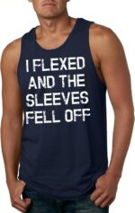 Crazy Dog Mens I Flexed and The Sleeves Fell Off Tank Top Funny Gym Workout Tee - Image 2