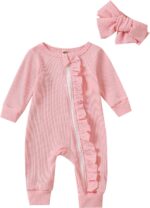 Cute Floral Floral Print Long Sleeve Infant Newborn Baby Girl Clothes Baby Girl Jumpsuit - Image 2