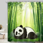 Cute Panda Shower Curtain Panda Bear Bath Curtain Wild Animal Pattern Bathroom Shower Curtain Set Cartoon Giant Panda Bamboo Forest Design Waterproof Bathroom Curtains Bedroom Decor 71X71 in - Image 2
