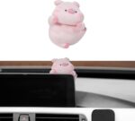Cute Pig Car Rearview Mirror Decoration, Cartoon Funny Mini Car Dashboard Ornaments, Universal Aesthetic Automotive Interior Accessories for Women Men Present (Pig) - Image 2